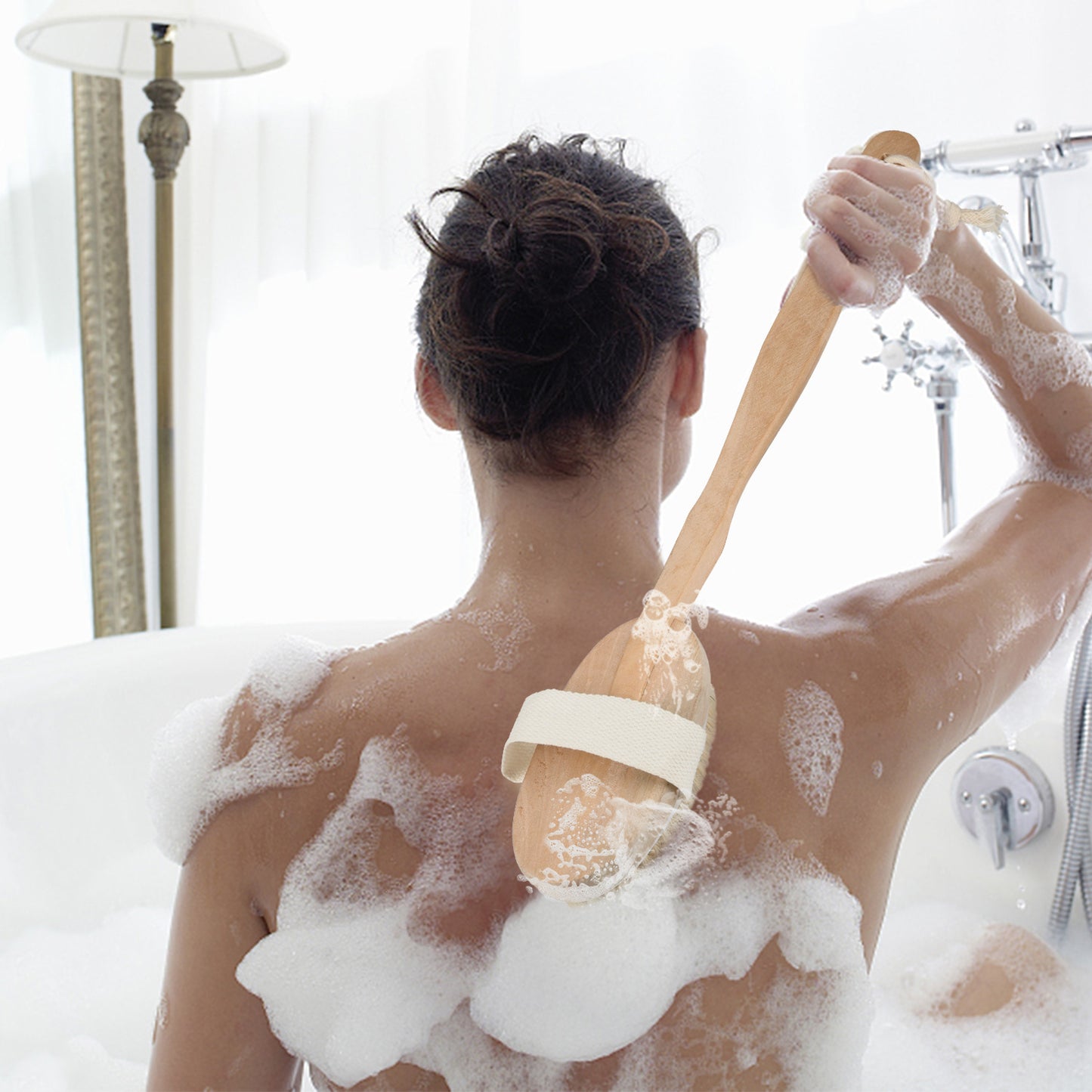 1Pc Long Handle Bath Brush – Shower Body & Back Scrubber for Exfoliation, Cellulite & Detox