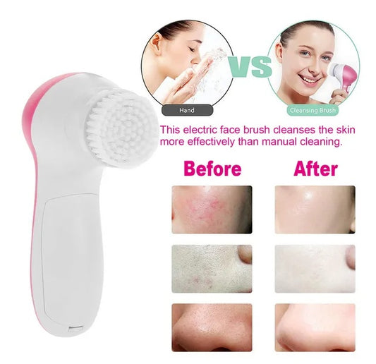 Waterproof Facial Cleansing Brush – Spin Face Cleaner with 5 Interchangeable Brush Heads