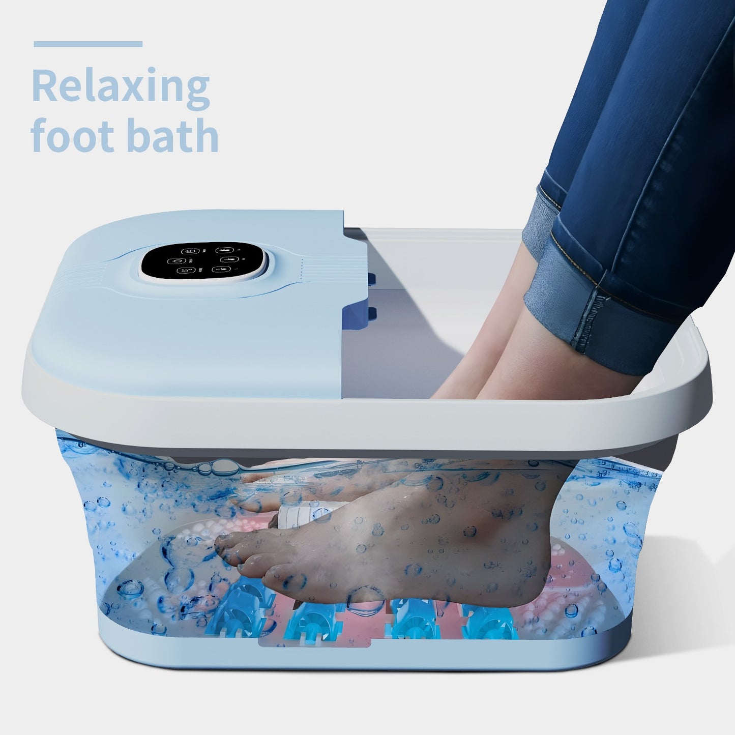 Electric Collapsible Foot Spa – Heated Foot Bath Massager with 16 Rollers, Bubbles & Remote Control